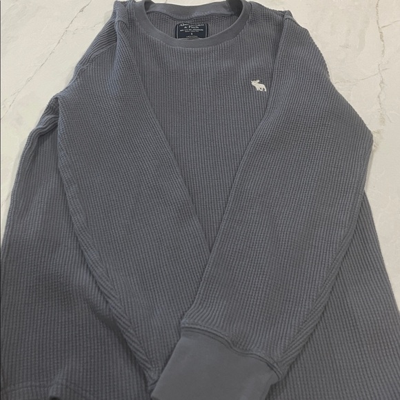 Abercrombie & Fitch Men's Crewneck Sweater - Charcoal Blue - Picture 3 of 4